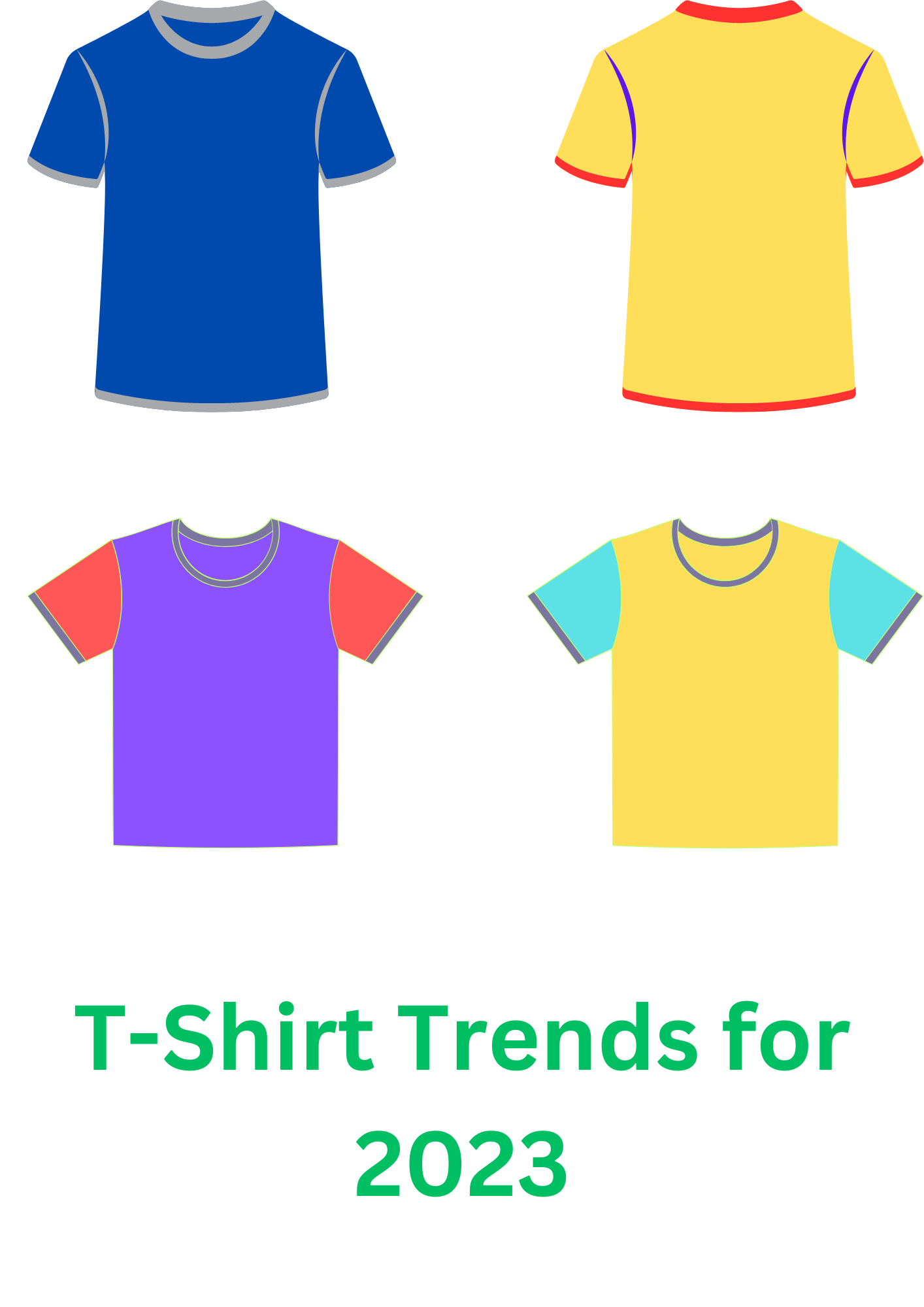 "An image highlighting the latest T-shirt trends for 2023, featuring vibrant colors, unique prints, and modern designs."