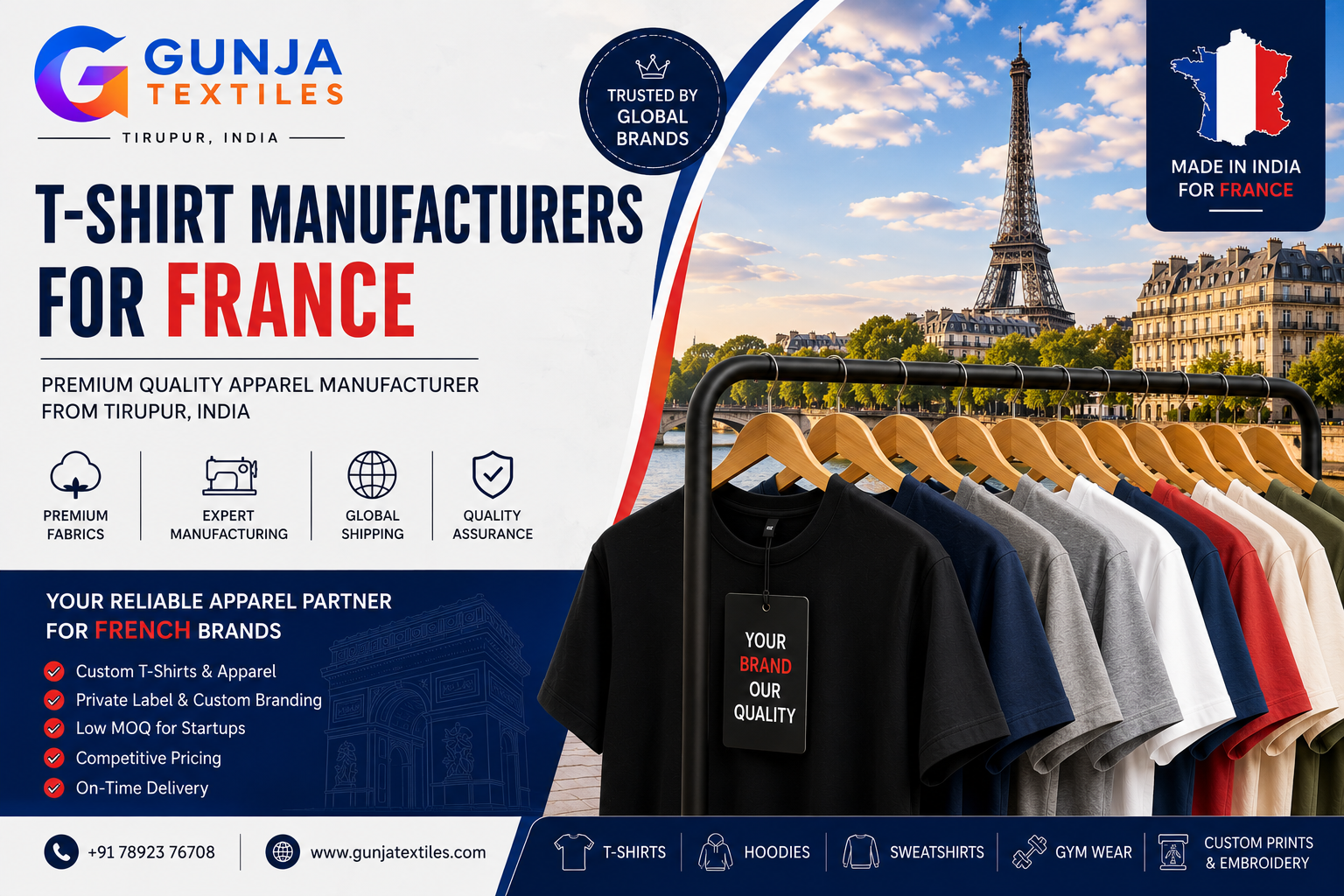 T-shirt Manufacturers France - Gunja Textiles